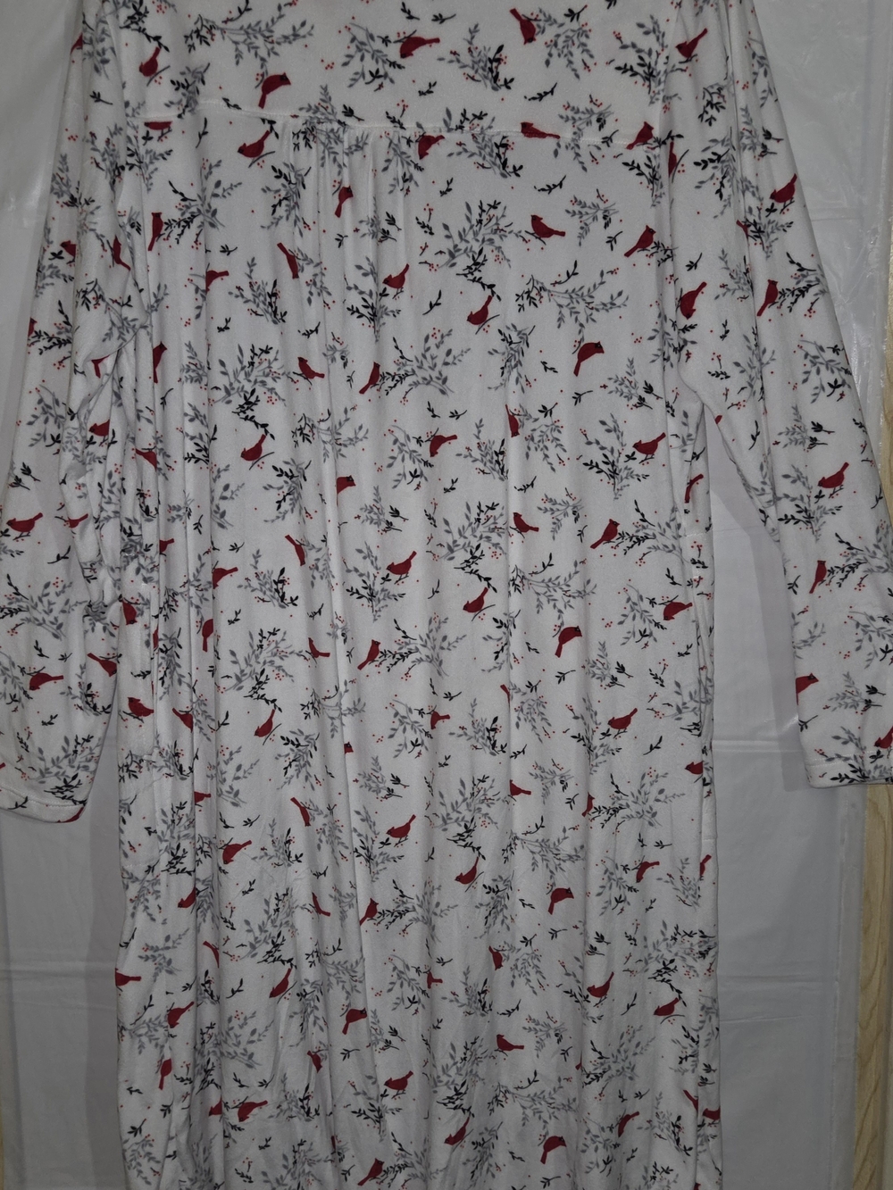 Aria White Nightgown with Red Cardinal Print Size XL Cozy Cottagecore